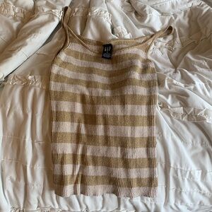 Sparkly gold and white striped tank top
